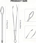 Pro Grade DIY Rope Threader Clip Set showing stainless steel loop turner hooks with dimensions 3.14in/8cm and 2.75in/7cm.