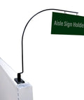 Rock Solid Curved Gondola Shelf Magnetic Sign Holder For Retail Store Aisles And Department Walkway Section Marker with black curved arm.