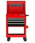 Front view of Rolling Tool Chest With Drawers And Locking Steel Cabinet Power Outlets And USB Port Four Swivel Casters Red Built Tough Utility Cart Holds Up To 700 Lbs Surface Liners Included.