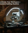 Miter Saw Dust Hood With Led Light And Universal Fit For 10 And 12 Inch Saws, Storage Bag Included, Powerful Dust Containment With 4 Inch Vacuum Port For Garage And Workshop Cleanup installed on miter saw