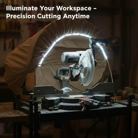 Miter Saw Dust Hood With Led Light And Universal Fit For 10 And 12 Inch Saws, Storage Bag Included, Powerful Dust Containment With 4 Inch Vacuum Port For Garage And Workshop Cleanup installed on miter saw