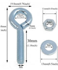 12 Pack Silver Lifting Ring Eye Bolts One Quarter Twenty Thread One Point Eighteen Inch Length Beefy Heavy Duty Lift Fix Tie Cable Pipe Clamps Kit For Home Workshop On The Jobsite M6 eye bolt with washer and nut, 30mm thread, carbon steel