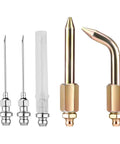 Grease Gun Accessory Kit 5-Piece Set With Straight And Bent Needle Nozzles, 3 Needle Tips shown in metal finish