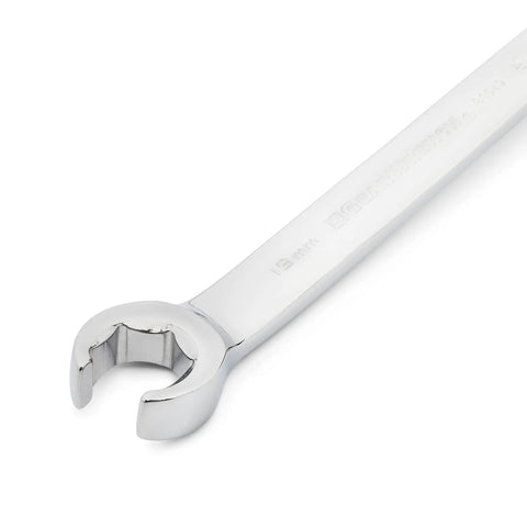 A single wrench from the Six Piece Metric Flare Nut Wrench Set With 15 Degree Offset Heads For Tight Access Includes 9mm By 11mm.