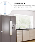 Three Pack White Refrigerator Cabinet Locks No Punch Design Easy Install Prevents Accidental Openings in kitchen setting