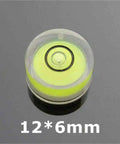 100 pcs Multisize Circular Spirit Level Bubble Level in yellow and clear, size 12*6mm for precise leveling.
