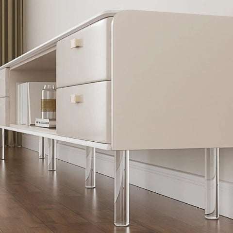 Adjustable Transparent Acrylic Furniture Legs Set for Cabinets, Coffee Tables, End Tables, and Beds in modern interior.