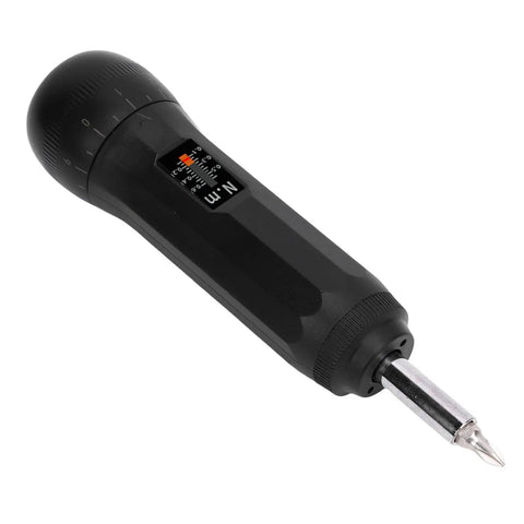 Ftvogue Adjustable Torque Screwdriver With Preset Control Tool And S2 Bits For Circuit Board Assembly and Electrical Repairs Delicate Precision Work Up To 0.6Nm with black handle and adjustable torque settings.