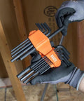 Person holding Heavy Duty 22 Piece Long Hex Key Set SAE And Metric Heat Treated L Style Allen Wrenches for auto projects
