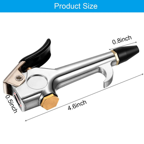 8 Piece Air Blow Tools Set With Adjustable Nozzles For Air Compressors, showing a single silver alloy nozzle attachment, dimensions labeled
