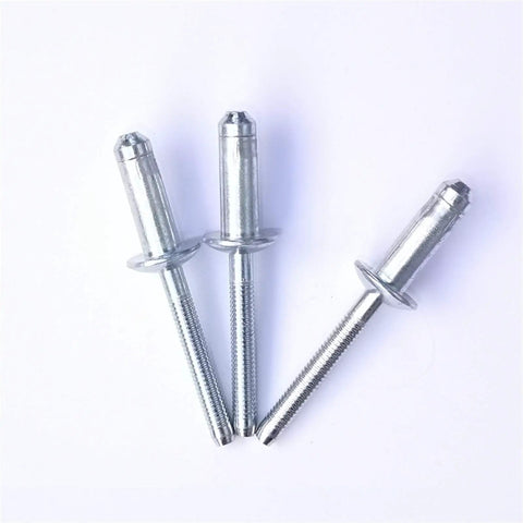 Heavy Duty Carbon Steel Blind Rivet Set Rock Solid Structural Fasteners For Metal To Metal Vibration Resistant Joints 3 rivets against white background