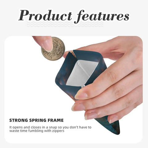 Compact PU Leather Coin Purse and No Zipper Makeup Bag with One Hand Open Shrapnel Hardware showing strong spring frame