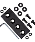 Heavy Duty Track Connecting Plate Set For Barn Doors Carbon Steel Bracket Connectors With Easy Install Flat Mending Plates For Sliding Door Hardware 4 Hole Brace Plates Built Tough For Long Lasting Barn Door Repairs, includes 4-hole plate, bolts, washers, and hex key.