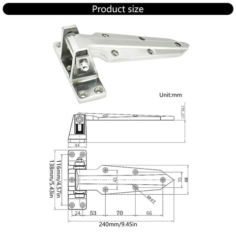 Walk-In Ready Commercial Refrigerator Hinges With Rise Technology And Spring Assisted Closures with dimensions schematic