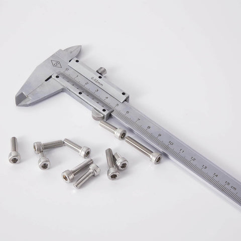 Caliper measuring M5 Socket Head Cap Screws Kit With 10mm 14mm 18mm 20mm 25mm Lengths 304 Stainless Steel Fully Threaded Allen Hex Drive