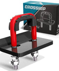 Beefy Heavy Duty Hitch Tightener And Anti Rattle Clamp For One And A Quarter Inch And Two Inch Receivers shown in red and black with box
