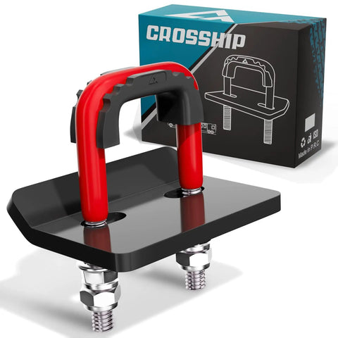 Beefy Heavy Duty Hitch Tightener And Anti Rattle Clamp For One And A Quarter Inch And Two Inch Receivers shown in red and black with box