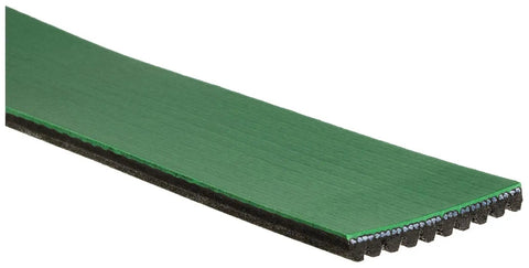 FleetRunner Micro-V Serpentine Drive Belt with green overcord, crack-resistant, heavy-duty flex, for extreme heat engines