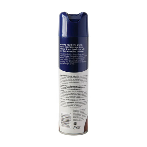 Kick Stubborn Grit To The Curb With This Deep Cleaning Wood Cleaner Foam, Aerosol Spray For Cabinets, Furniture And Tables, Leaves Surfaces Looking Slick And Spotless, 12.5 Oz canister showing cleaning directions.