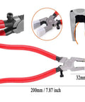 40 Piece All In One Key Fob Hardware Set with 39 One Inch Fob Pieces and 8 Inch Pliers, shown with red handles and close-up details.