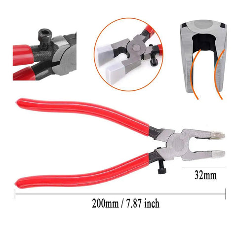 40 Piece All In One Key Fob Hardware Set with 39 One Inch Fob Pieces and 8 Inch Pliers, shown with red handles and close-up details.