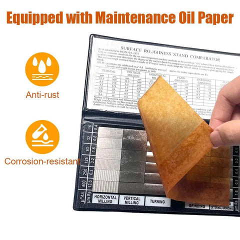 Ra0.05 to Ra12.5 Micrometer Surface Roughness Comparator Kit With 30 Specimens for Machinists and Metrology Pros - Pro-Grade Finish Gauges for Quality Control, Precision Machining, and Surface Texture Testing, with maintenance oil paper