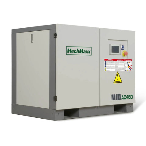 Side view of 10HP Rotary Screw Air Compressor With 32 CFM At 116 PSI, 460V 3-Phase Industrial Grade Machine Built Tough With Premium Airend