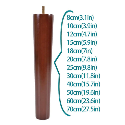 Adjustable Walnut Wood Furniture Feet Set Of 4 For Cabinets And Tables Round Vintage Style Legs Replacement supports 200 Kg