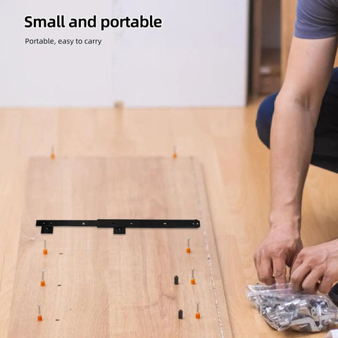 Heavy Duty Keyboard Tray Slide Rail For Computer Desk Runs Slick As Butter With Premium Glide Track Drawer Guide For Daily Typing And Solid Home Office Setup on a wooden surface with screws.