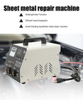 3KW Spot Weld Dent Repair Kit With 6 Welding Modes 110V Auto Body Dent Puller Machine shown with sheet metal on a car