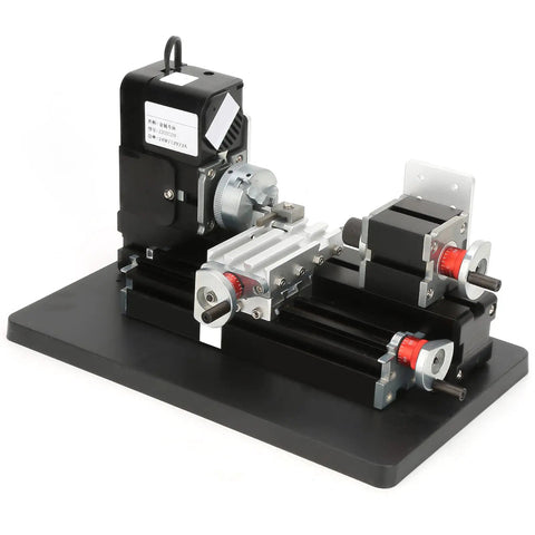 Fabater Mini Metal Lathe 24W High Precision Engineering 0.02mm Scale Accuracy 20000RPM Motor on sturdy base, ideal for small scale projects.