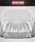 Front view of Waterproof Car Cover All Weather Protection For Rain Wind And Sun Fits Up To 190 By 70 By 50 Inches Size L