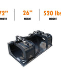 72 Inch Hydraulic Grapple Attachment for Skid Steer Loader With Quick Tach, 26 inch height, heavy duty 520 lbs steel body