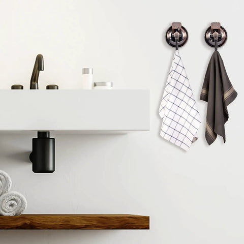 Durable Suction Cup Hooks For Shower And Kitchen No Drill Install Easy Lock Lever For Quick Hanging On Glass Doors Mirrors Tiles Loofah Towels Coats Bath Robes Waterproof Red Bronze Finish