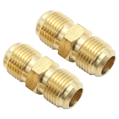 Copper Tubing Extension Joint Connectors One Half Inch Male Flare Brass Fittings For Lengthening And Connecting Copper Pipes Two Pack High Quality Pure Copper For Gas Refrigeration And Instrumentation Hydraulic Systems, two brass couplers