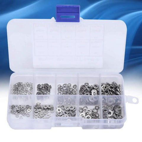 Lock Washers Assortment Kit With 5 Sizes M1.6 M2 M2.5 M3 M4 For Screws And Bolts, Anti Loosening, Leak Prevention, Surface Protection, Beefed Up Clamp Distribution, Heavy Duty Metal Washer Set For Tools And Hardware in plastic organizer case