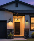 14 Inch Outdoor Gooseneck Barn Light Fixture Two Pack Black Matte Exterior Wall Sconce illuminating porch entrance