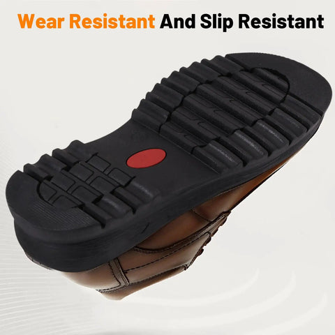 Replacement Rubber Full Outsole For Leather Shoes Non Slip Wear Resistant Black 1 Pair installed on leather shoe view.