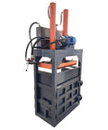 Top Shelf 40 Ton Vertical Hydraulic Baler Dual Cylinder Waste Paper Compactor heavy duty baling press in gray with orange hydraulic cylinders.