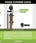 Black Rustic Sliding Barn Door Hardware Spacer Extender Kit 3/4 Inch Set Of 6 shown in various installation scenarios.