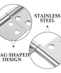 Close-up of Flag-Shaped Door Hinges Set Stainless Steel No-Fuss Easy-To-Remove Six Pairs Wear-Resistant Yet Elegant Decorative Hardware