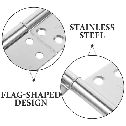 Flag Shaped Stainless Steel Door Hinges With Wear Resistant And Stable Support 6 Pairs Top Notch Elegant Decorative Hardware close-up
