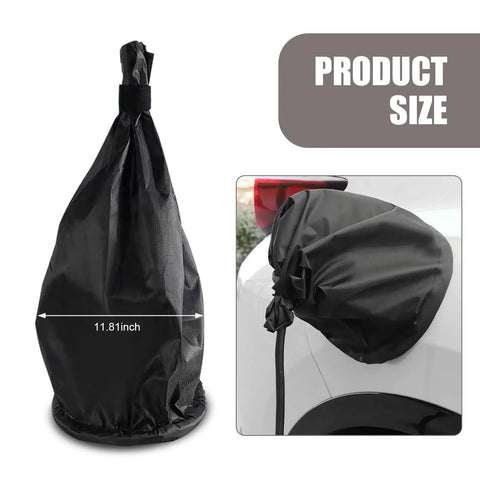 Badass Waterproof EV Charger Port Cover With Smack Shut Magnetic Lock For Electric Cars And Hybrids shown in size 11.81 inches, sleek black design.