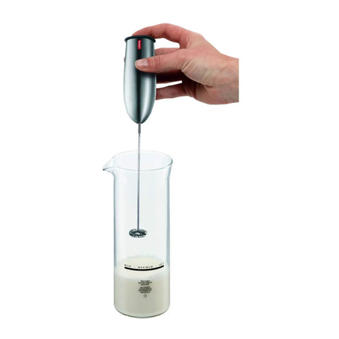 Schiuma Battery Operated Milk Frother For Coffee Lattes Mochas Cappuccinos Hot Chocolate and More One Button Simplicity in use