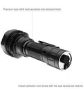 Defender P18 Tactical Flashlight With Dual Tail Switch 5000 Lumen LED Rechargeable, rugged design and anti-abrasive finish