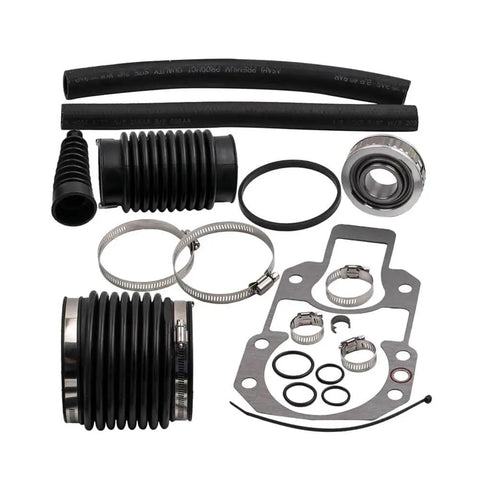 Universal Beam Seal Bellows Kit For Marine Engines 30-803097T1 Repair Reseal Assembly Accessories To Fix Leaks And Restore Protection. Marine seal kit with rubber bellows, clamps, O-rings, and gasket set