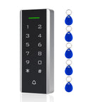 Proximity ID Card Access System with keypad, 125KHz reader, 5 blue keychains, ultra narrow ABS enclosure, for home or office entry