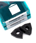 Super Hard Indexable Carbide Lathe Inserts 10 Pounds WNMG080408 TM TT4125 on display with two inserts in front.