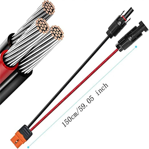 Heavy Duty Xt60i Solar Cable For Portable Power Stations 12 Awg 5 Ft Dc Extension Wire With Anti Spark Connectors and dual layer visible.