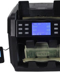 Fast Track Auto Bill Money Counter With Serial Number Reader and Multi Currency Denomination Sorter featuring LCD display counting cash.